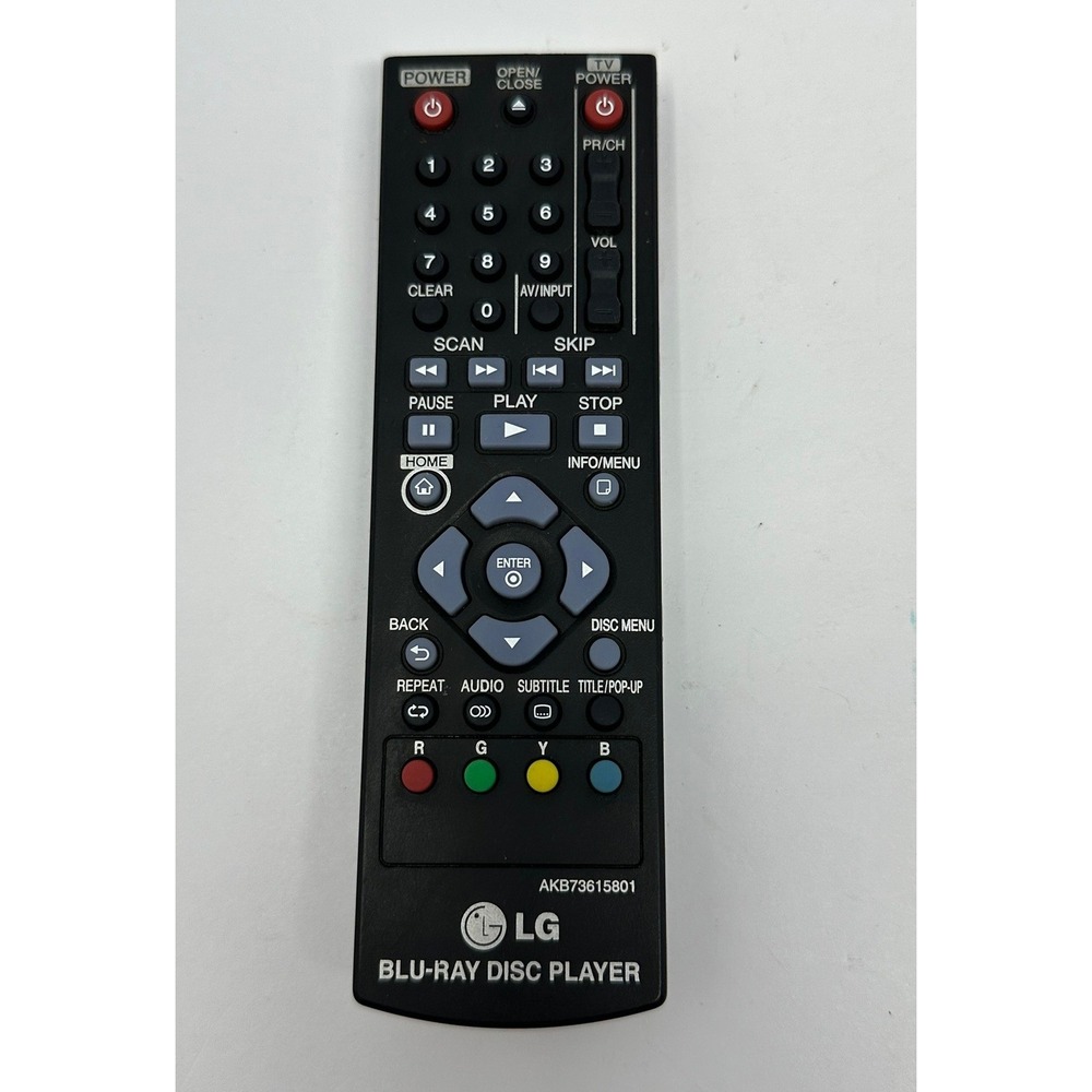 LG AKB73615801 Blu-Ray Disc Player Remote Control Black Replacement